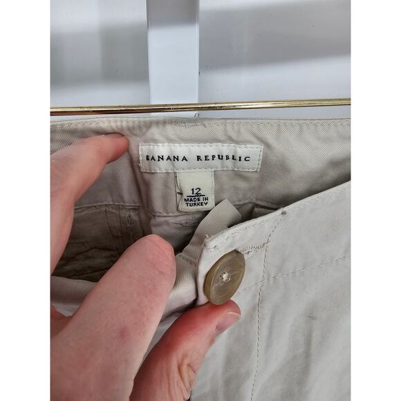 Banana Republic Women's Tan Wide Straight Leg Mid Rise Pockets Pants Size 12 - Picture 3 of 4